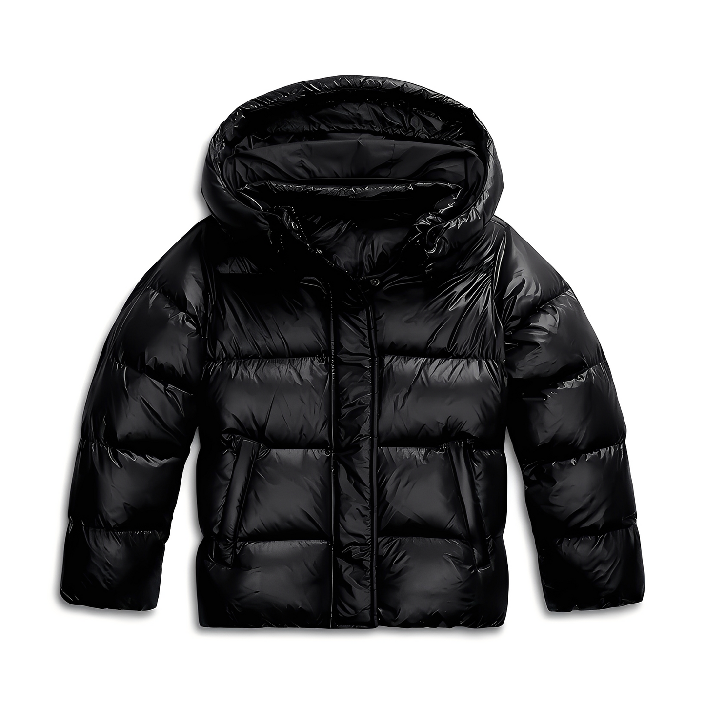 Kuschelige Damenjacke mit Kapuze in Schwarz