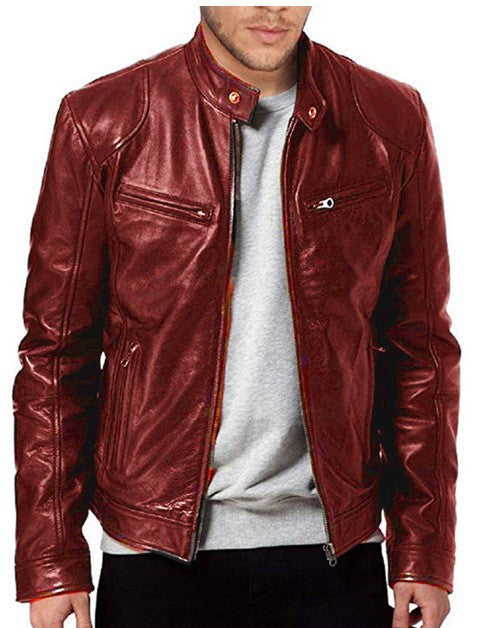 Herren Biker-Jacke im modernen Design in Braun
