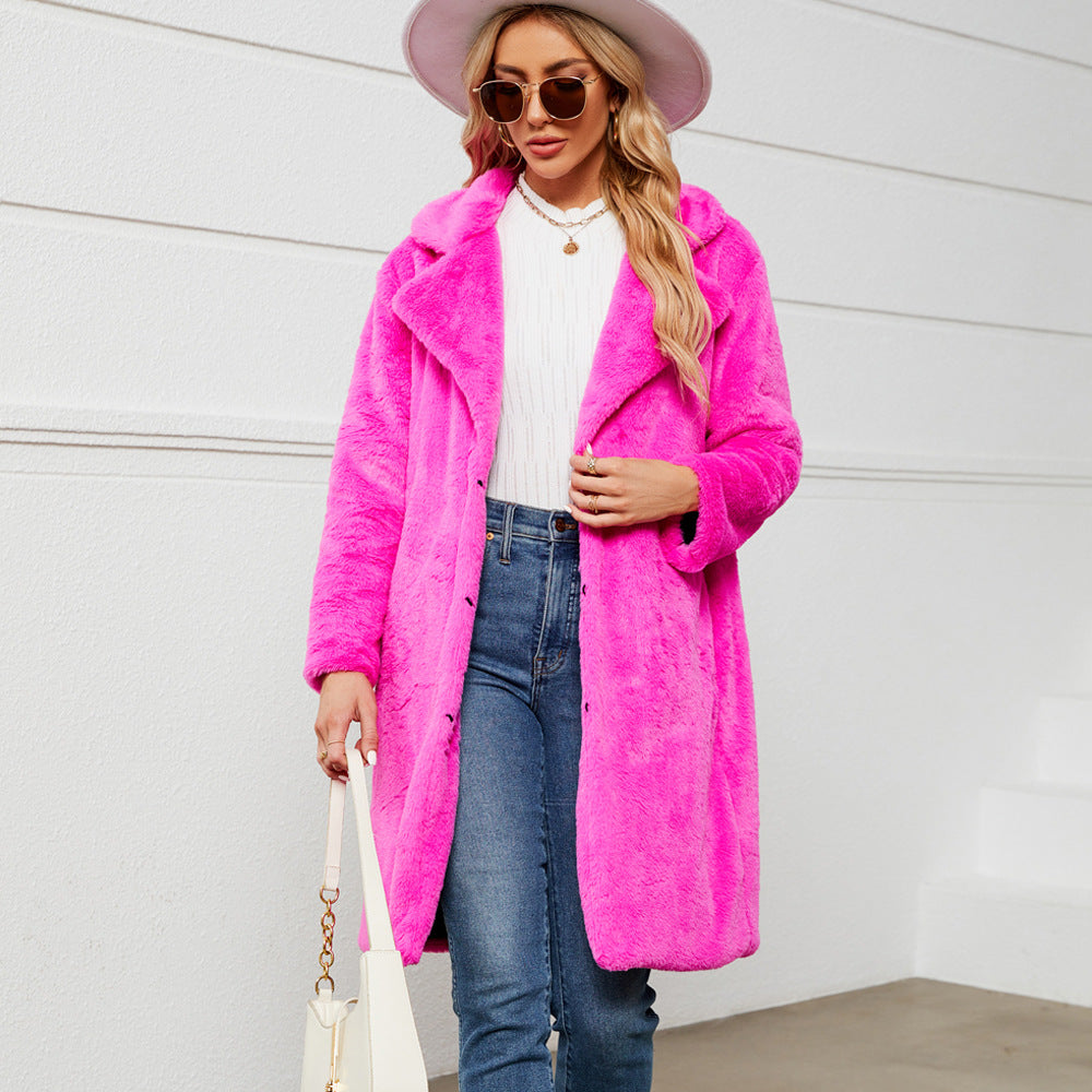 Damen Übergroße kuschelige Fleecejacke in Magenta