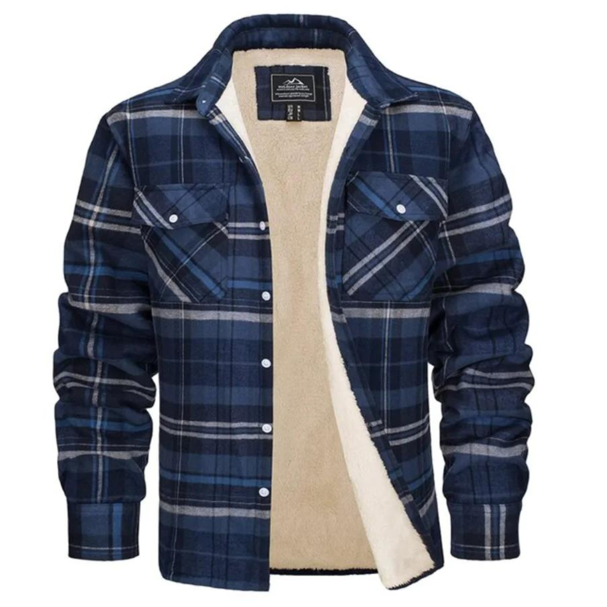 Herren Sherpa gefütterte Flanellhemdenjacke in Grün