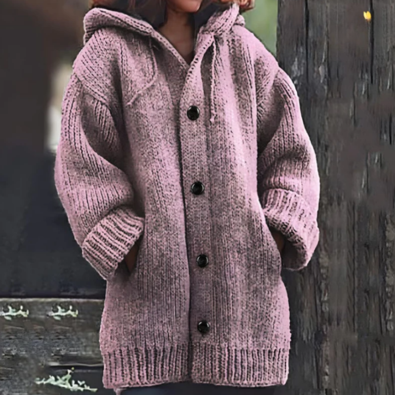 Strickjacke - Oversized Passform - Dickes und Warmes Material - mit Kapuze in Blau