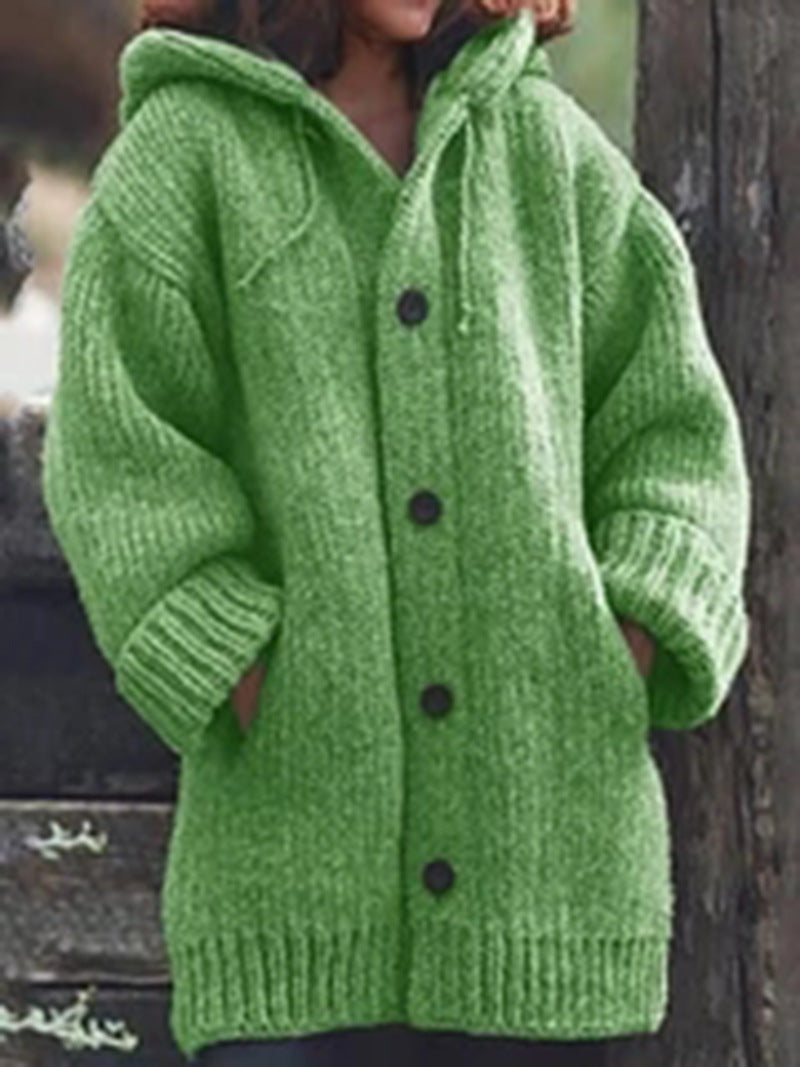 Strickjacke - Oversized Passform - Dickes und Warmes Material - mit Kapuze in Blau