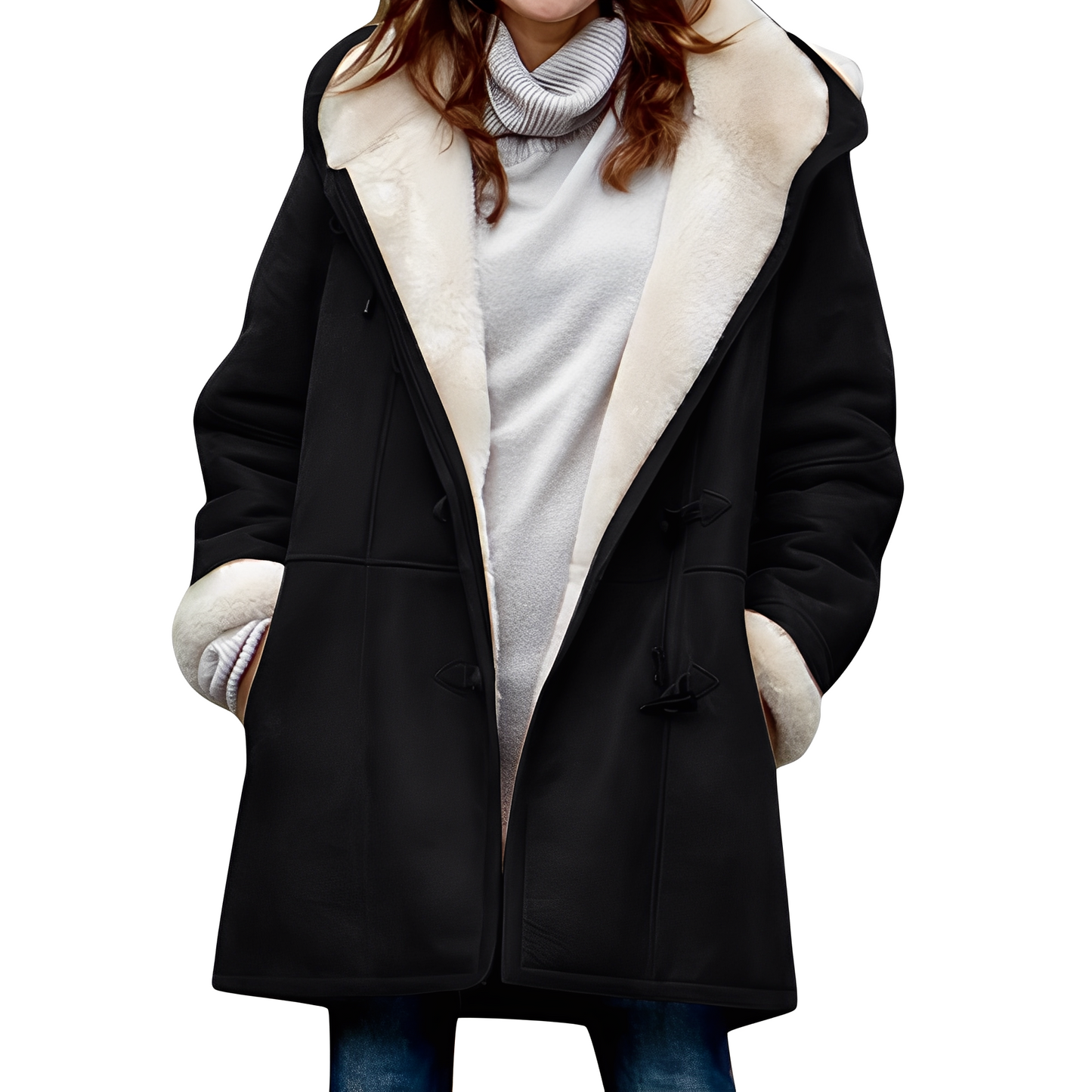 Lässiger Duffle-Mantel mit Kapuze für Frauen in Braun