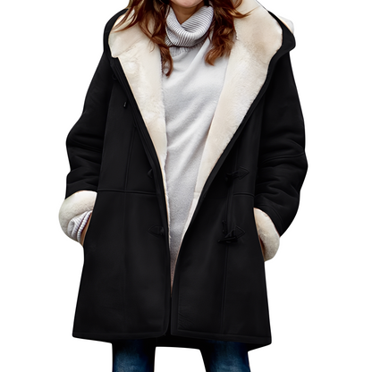 Lässiger Duffle-Mantel mit Kapuze für Frauen in Braun
