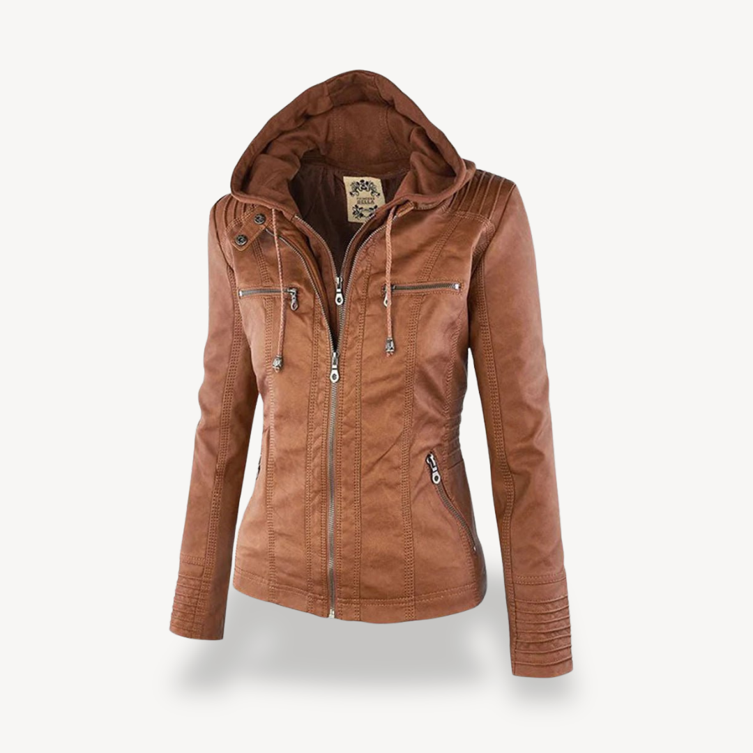 Damen Jacke mit Kapuze in Braun