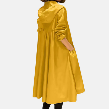 Knielanger Mantel mit Kapuze für Damen in Beige