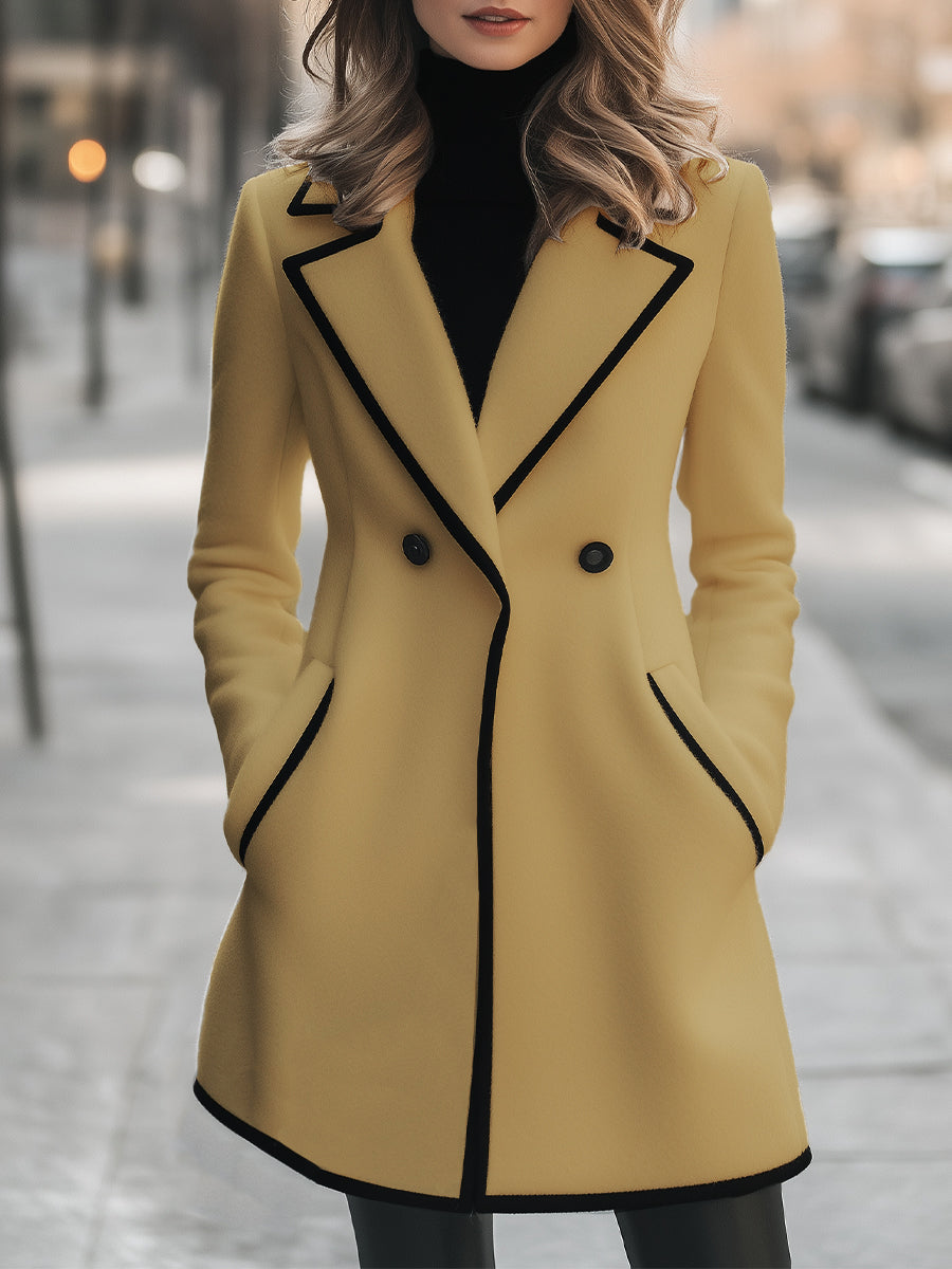 Duster - elegante Damenjacke mit schwarzen Akzenten in Gelb