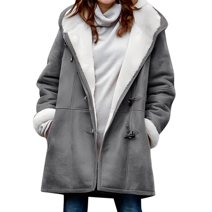 Lässiger Duffle-Mantel mit Kapuze für Frauen in Braun