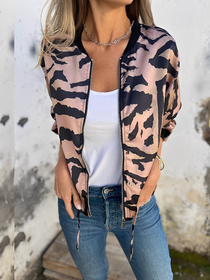 Moderne Damenjacke mit Reißverschluss in Rosa