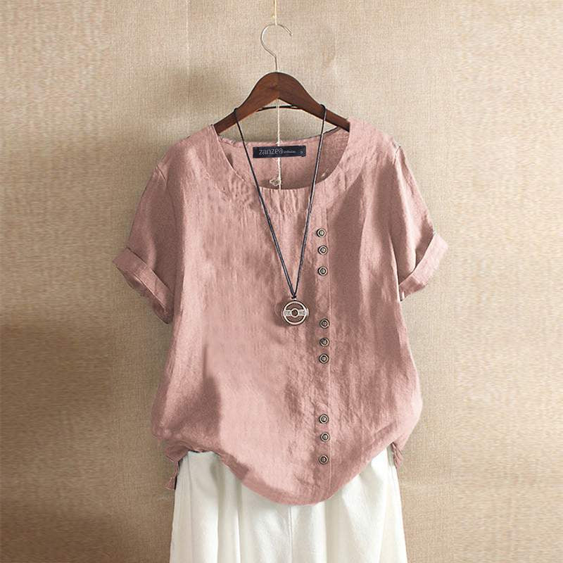 Lolas-Mode – Bluse aus hochwertiger Baumwolle mit schönem Knopfverschluss