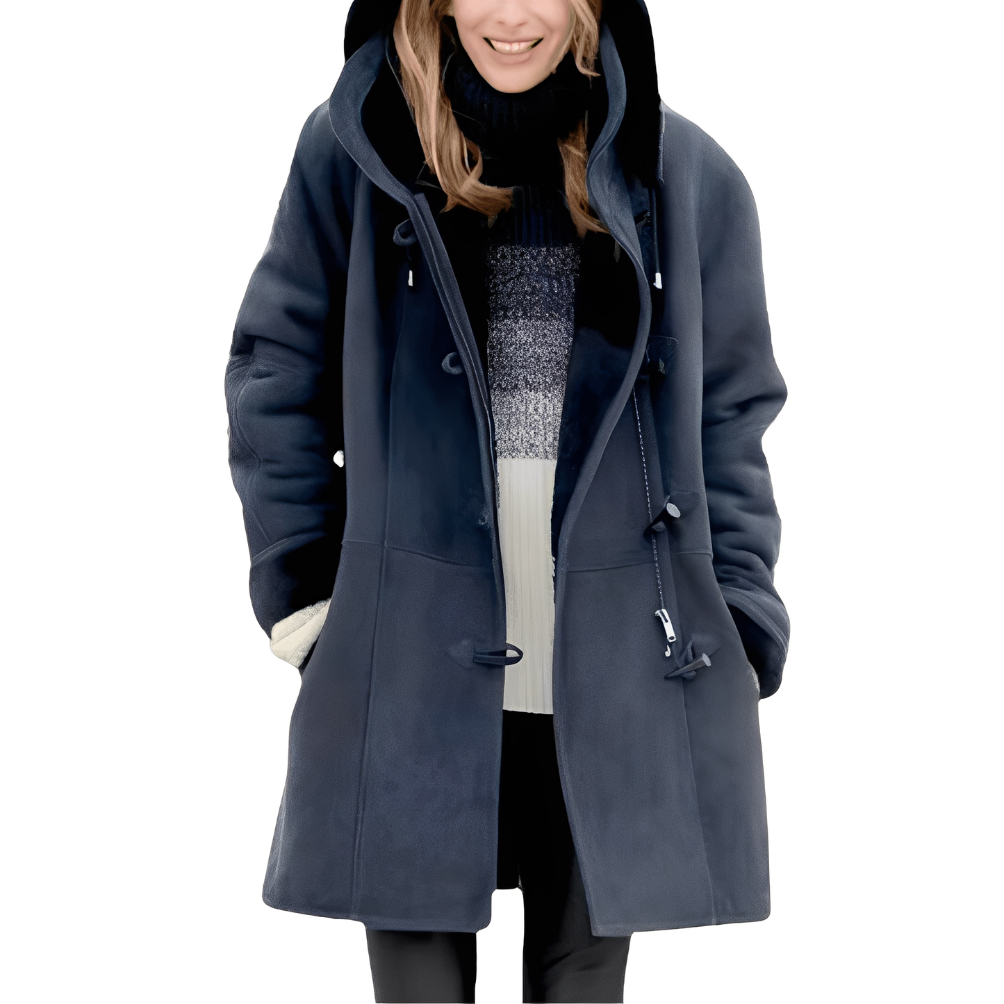 Lässiger Duffle-Mantel mit Kapuze für Frauen in Braun