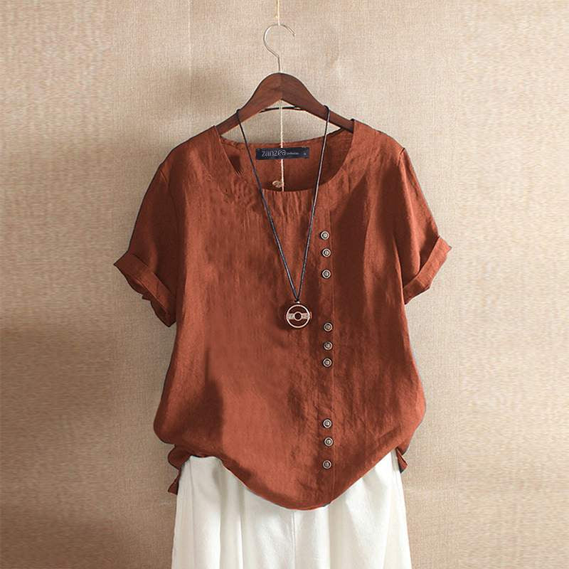 Lolas-Mode – Bluse aus hochwertiger Baumwolle mit schönem Knopfverschluss