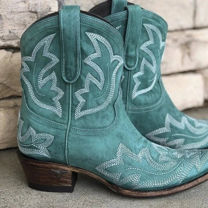 Bestickte Cowboystiefel in Braun
