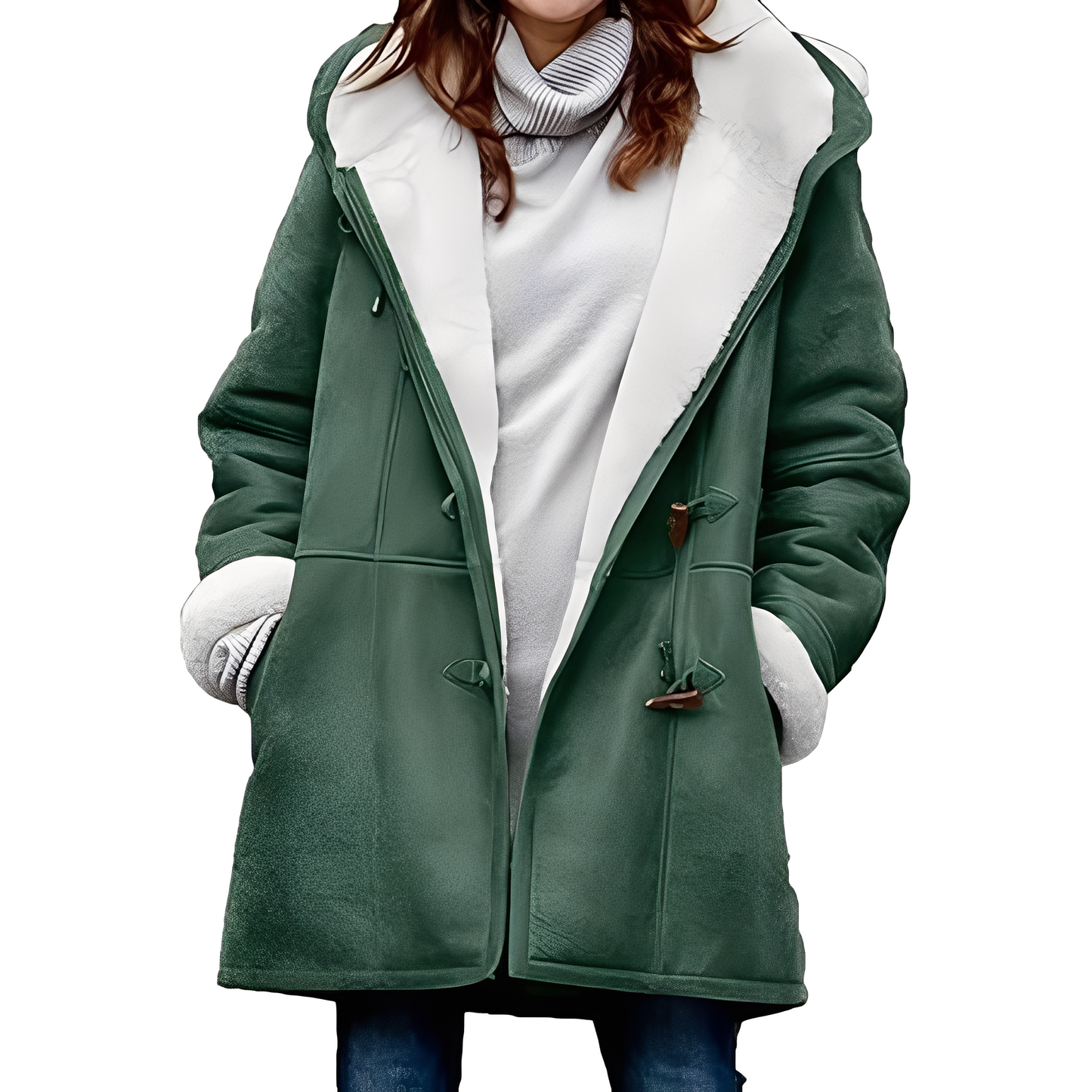 Lässiger Duffle-Mantel mit Kapuze für Frauen in Braun