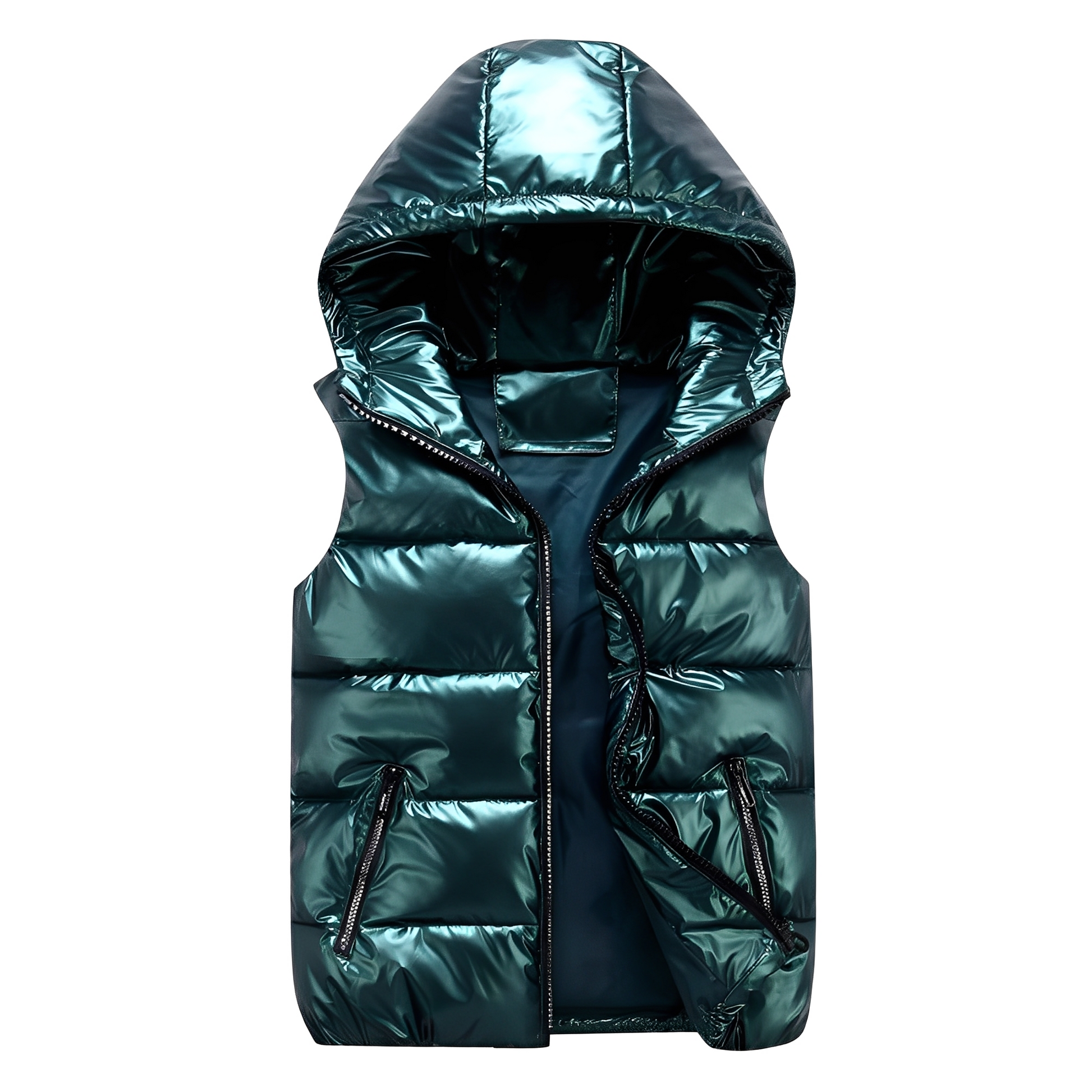 Zeitgemäße, warme Damen-Hoodieweste in Silber