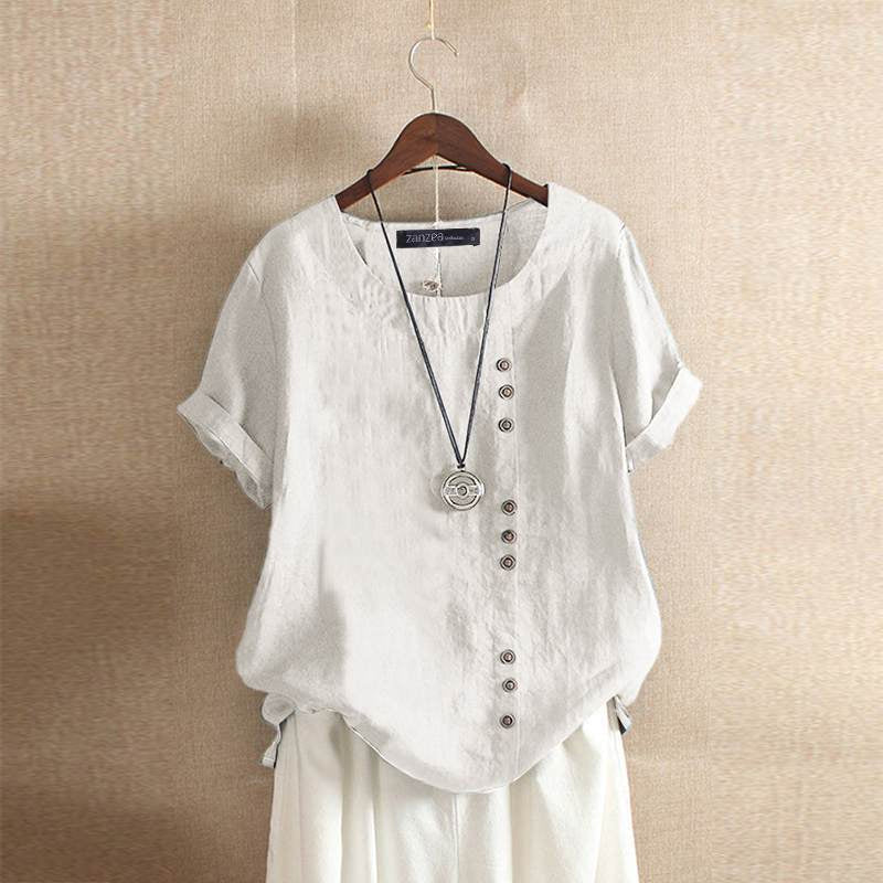 Lolas-Mode – Bluse aus hochwertiger Baumwolle mit schönem Knopfverschluss