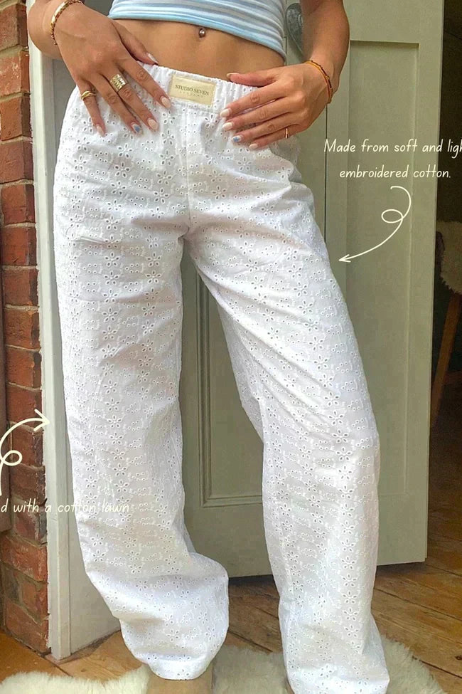 Lolas-Mode | Loose fit Gestreift Elastisch Taille Hose