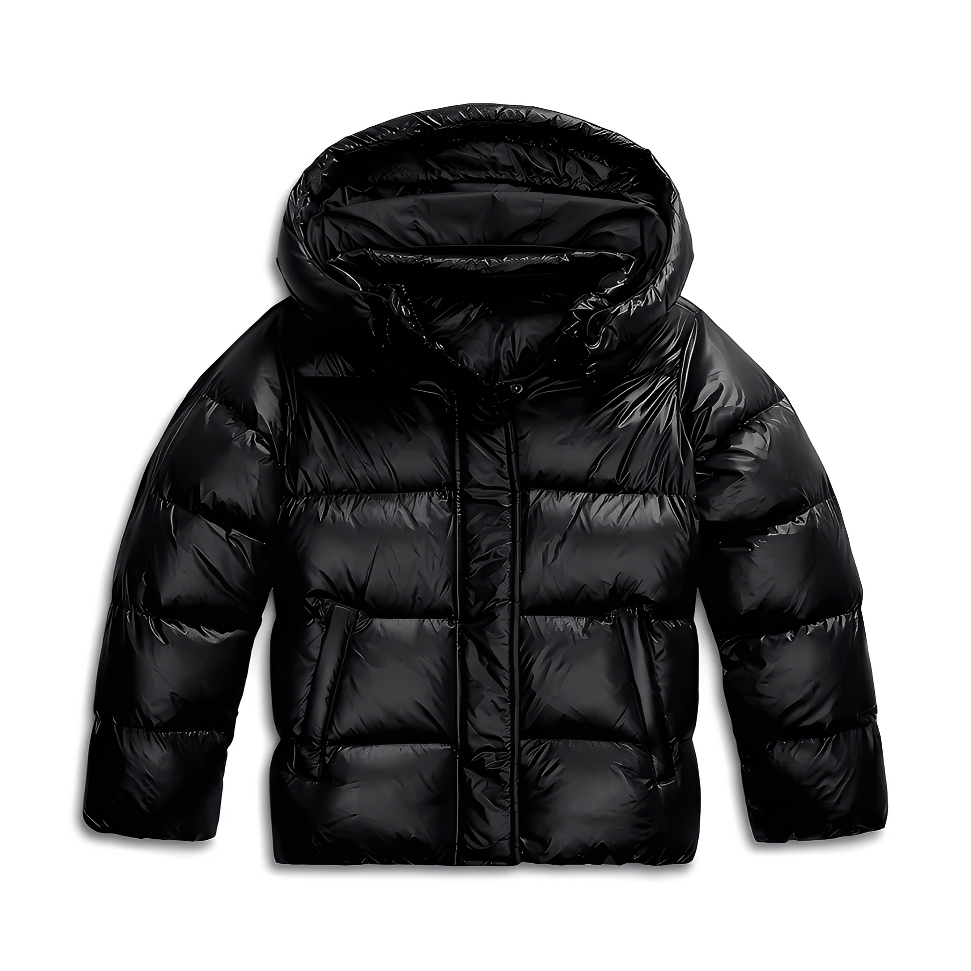 Kuschelige Damenjacke mit Kapuze in Schwarz