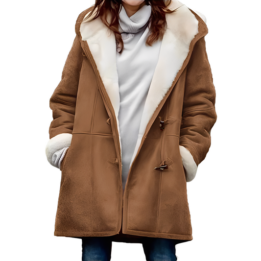 Lässiger Duffle-Mantel mit Kapuze für Frauen in Braun