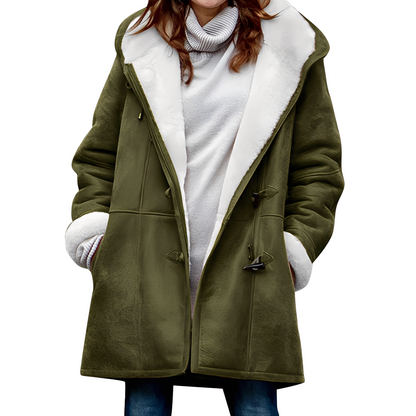 Lässiger Duffle-Mantel mit Kapuze für Frauen in Braun
