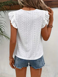 Lolas-Mode – vintage-t-shirt mit rundhalsausschnitt und rüschenbesatz