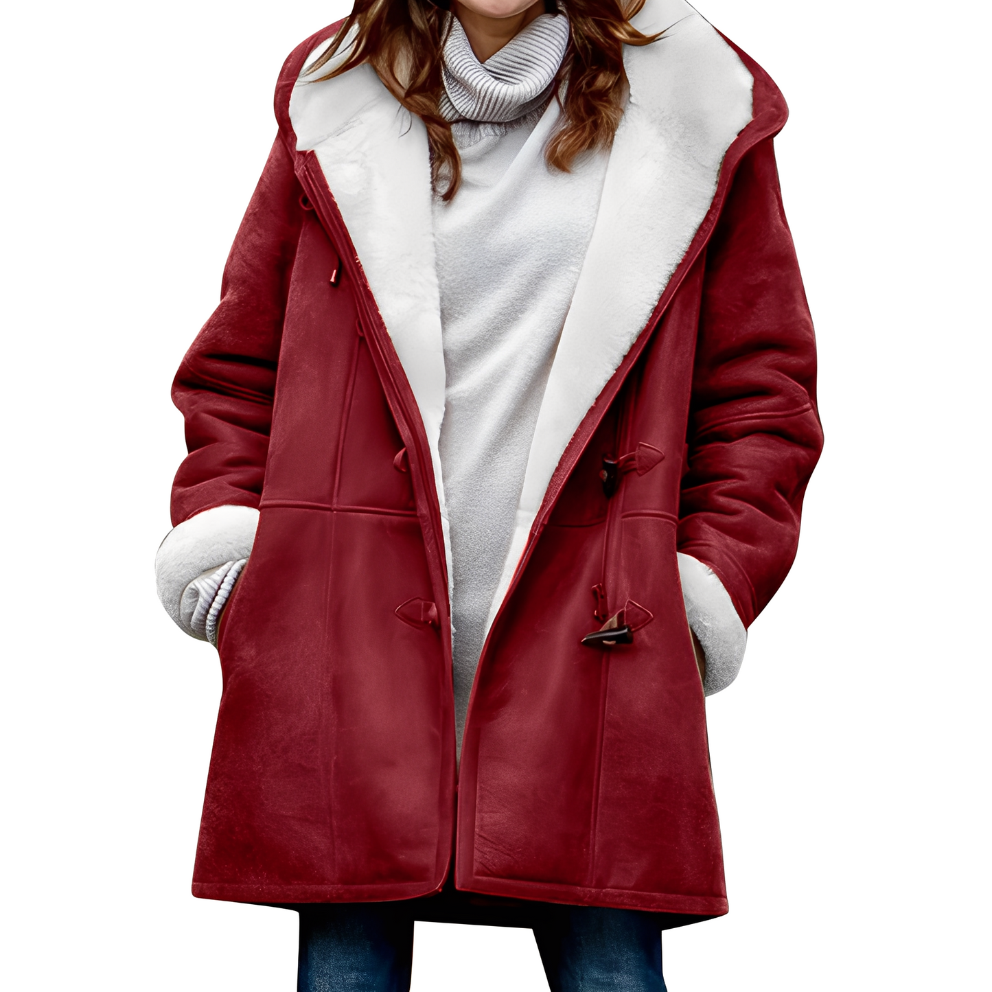 Lässiger Duffle-Mantel mit Kapuze für Frauen in Braun