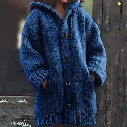 Strickjacke - Oversized Passform - Dickes und Warmes Material - mit Kapuze in Khaki