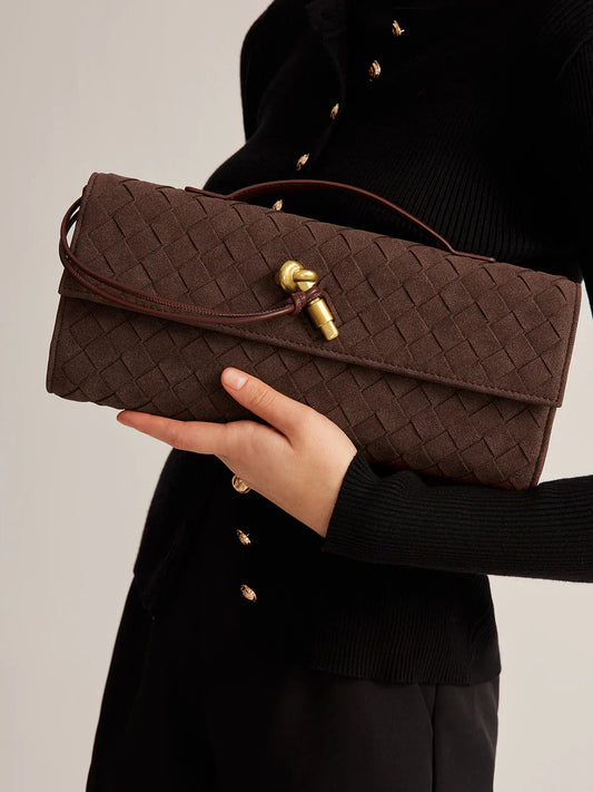 Elegante Braune Gewebte Clutch in Braun