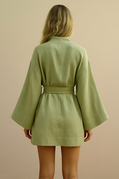 Kimono mit Gürtel in Weiß