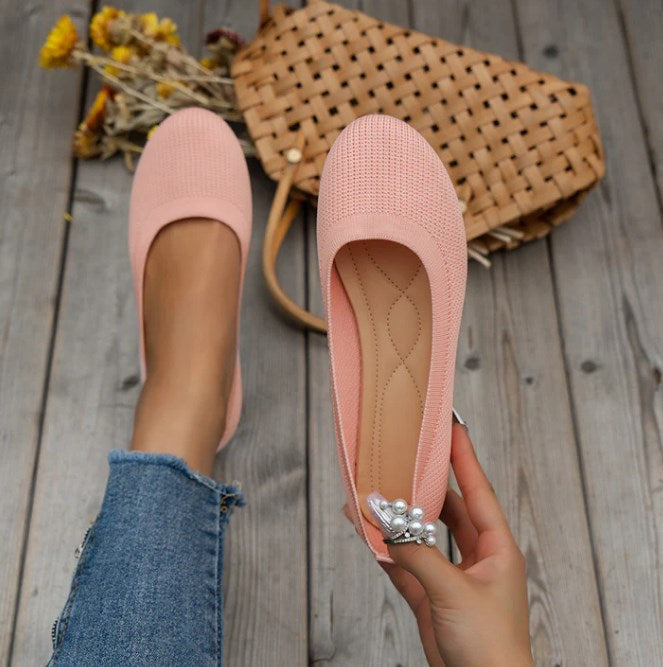 Bequeme Ballerina-Schuhe in Weinrot