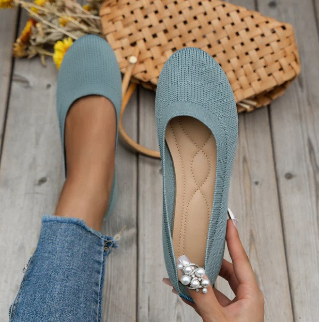 Bequeme Ballerina-Schuhe in Weinrot