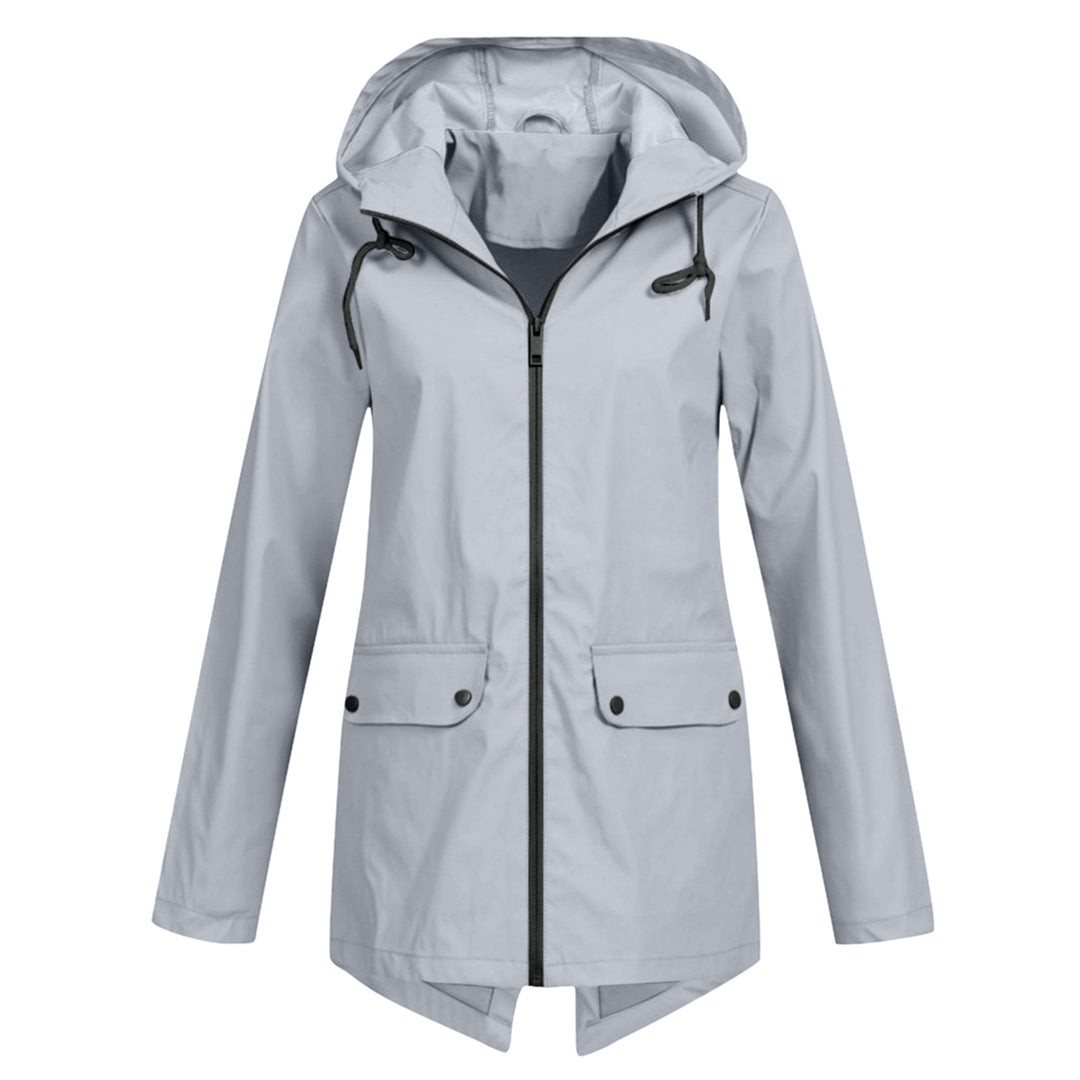 Lange Jacke mit Kapuze in Blau