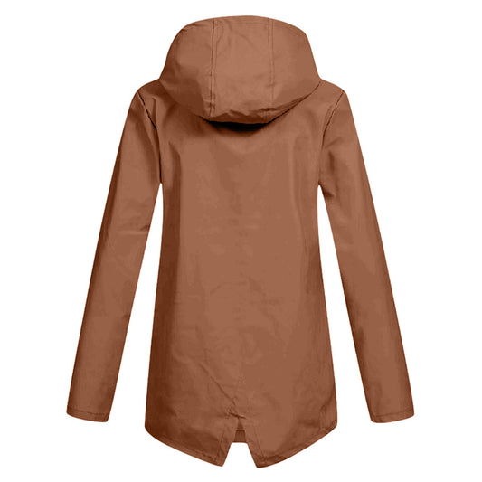 Lange Jacke mit Kapuze in Blau