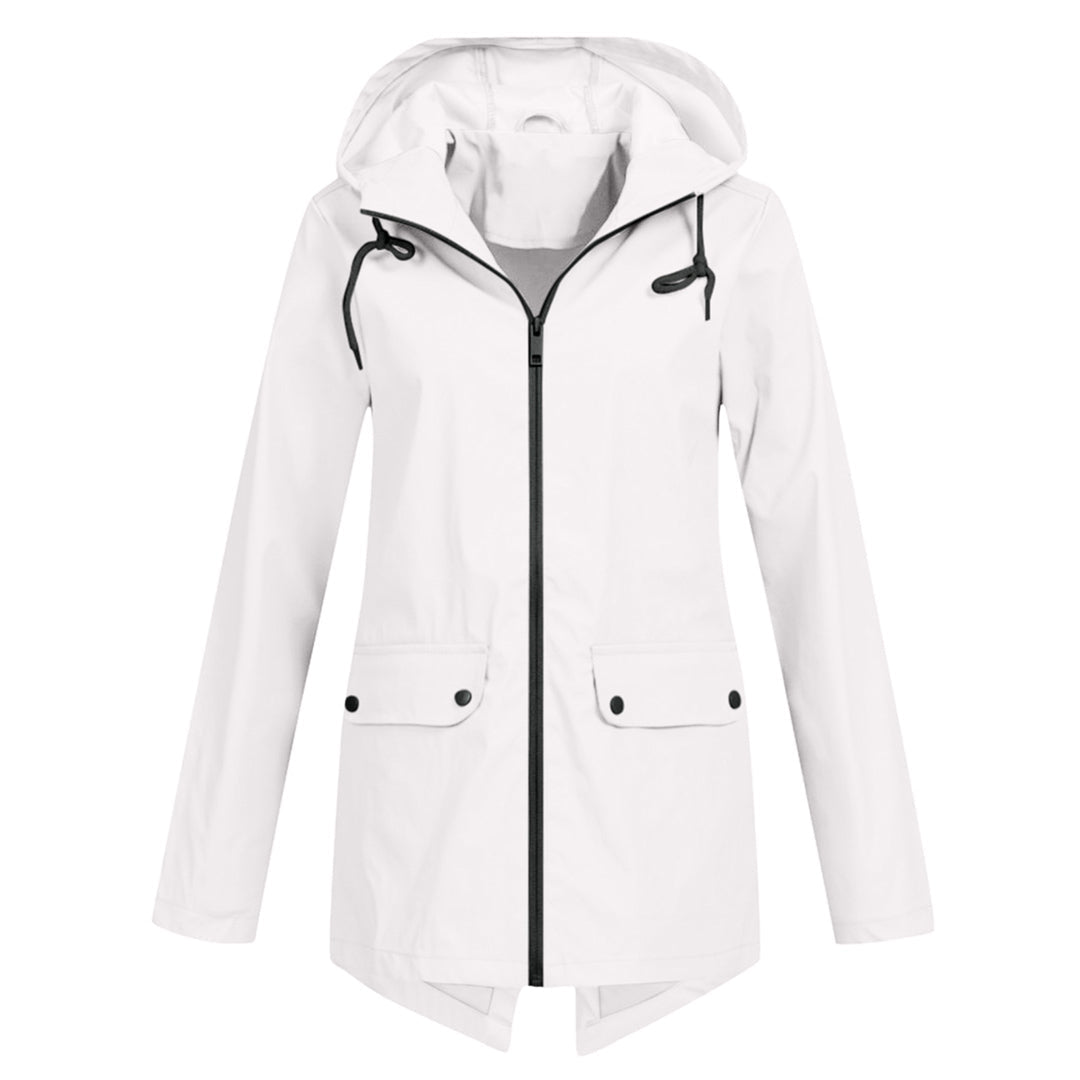 Lange Jacke mit Kapuze in Blau