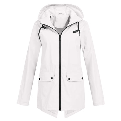 Lange Jacke mit Kapuze in Blau