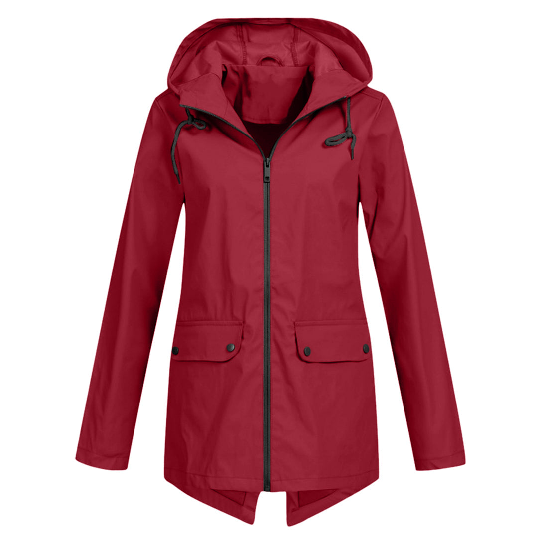 Lange Jacke mit Kapuze in Kaffee