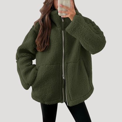 Teddy Fleece Jacke Warm Weich und Bequem in Braun