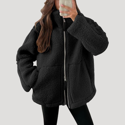 Teddy Fleece Jacke Warm Weich und Bequem in Beige