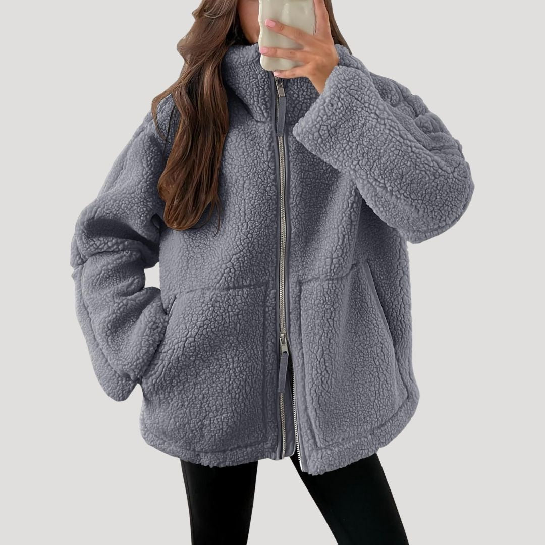 Teddy Fleece Jacke Warm Weich und Bequem in Beige