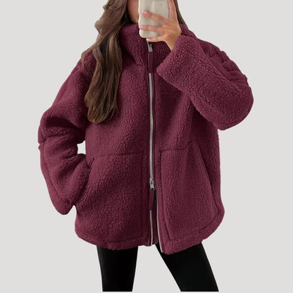 Teddy Fleece Jacke Warm Weich und Bequem in Beige