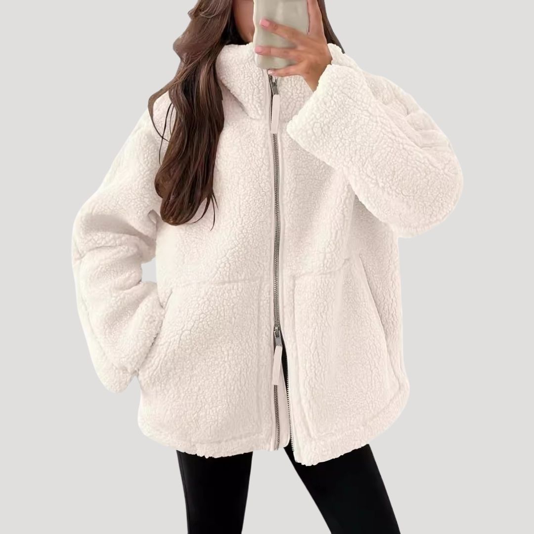 Teddy Fleece Jacke Warm Weich und Bequem in Beige