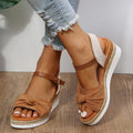 Lolas-Mode sommer-espadrille-sandalen mit schnallenverschluss und knotendetail
