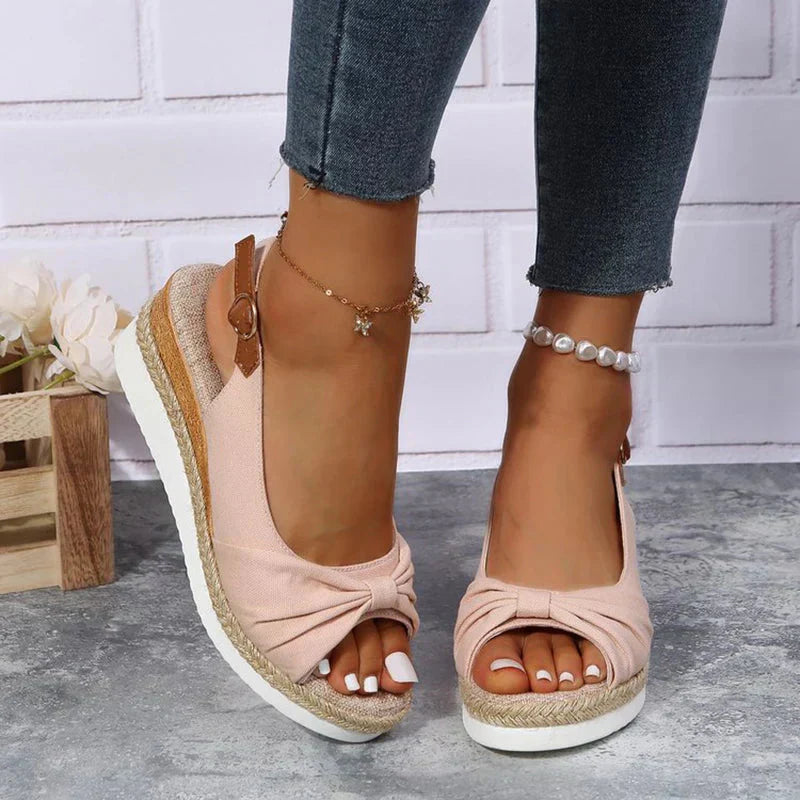 Lolas-Mode sommer-espadrille-sandalen mit schnallenverschluss und knotendetail