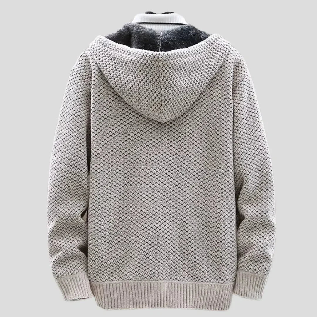 Strickfleece Zip Hoodie in Beige