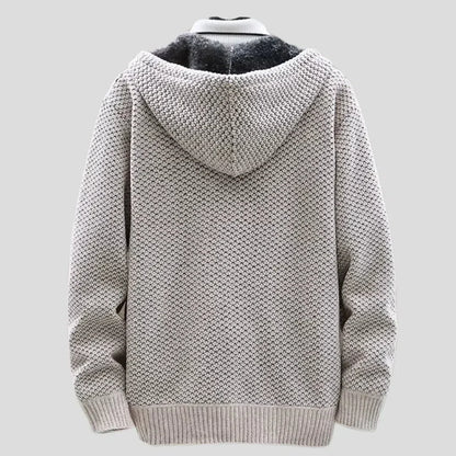 Strickfleece Zip Hoodie in Beige
