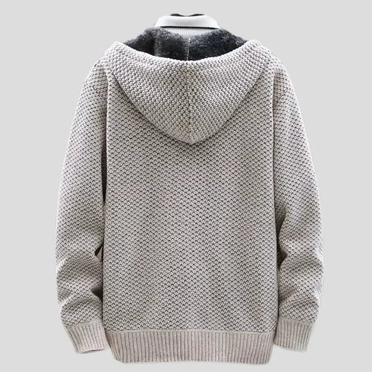 Strickfleece Zip Hoodie in Beige