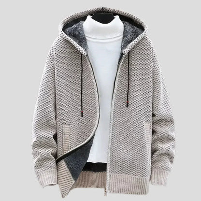 Strickfleece Zip Hoodie in Beige