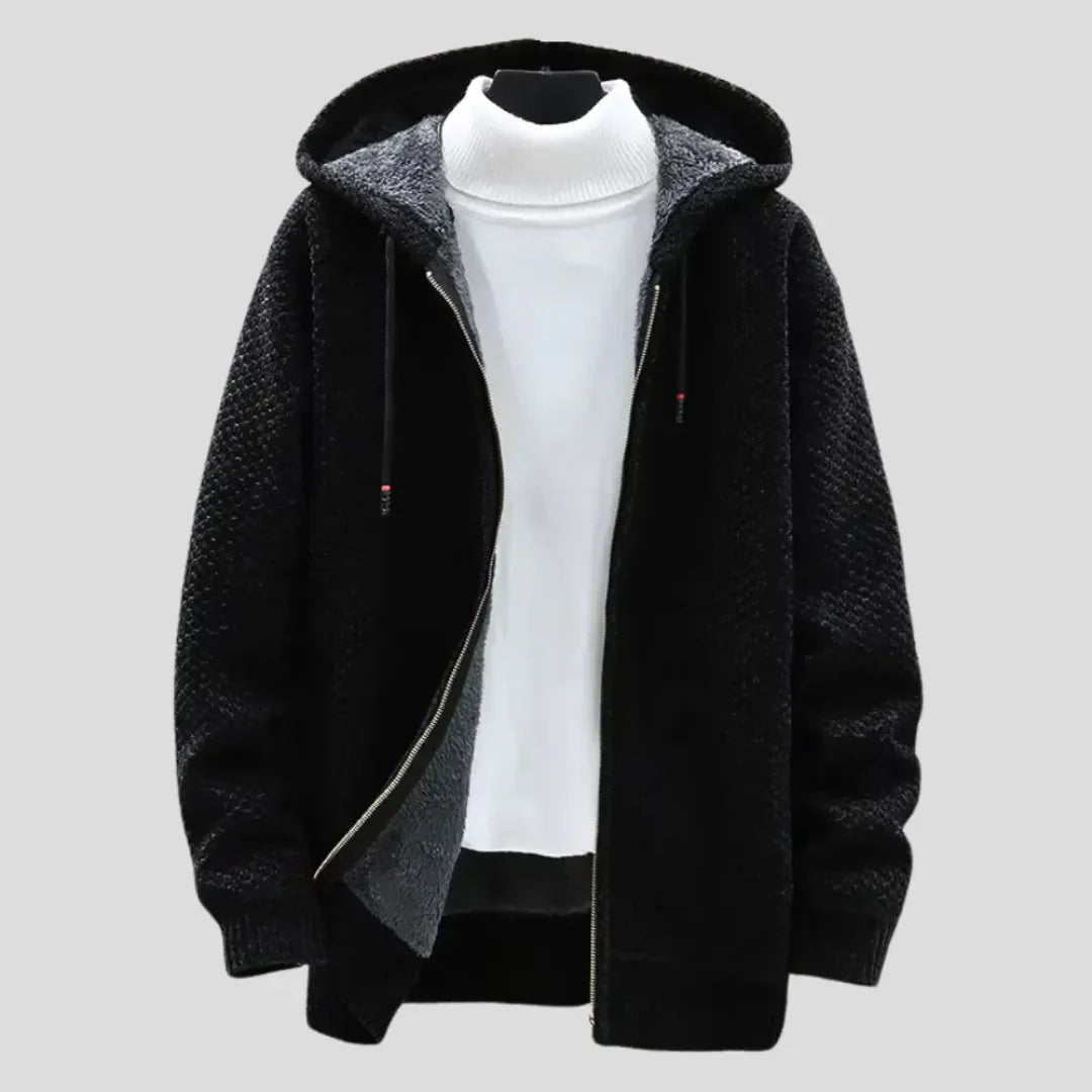 Strickfleece Zip Hoodie in Beige
