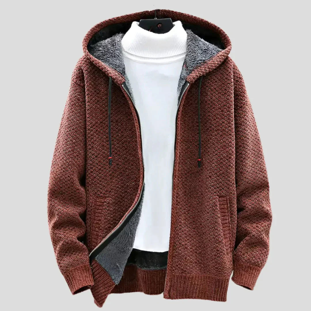Strickfleece Zip Hoodie in Beige