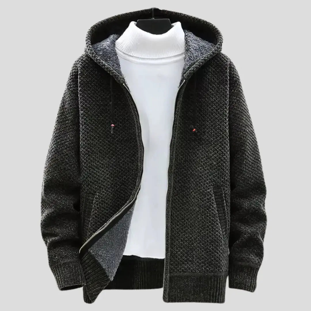 Strickfleece Zip Hoodie in Beige